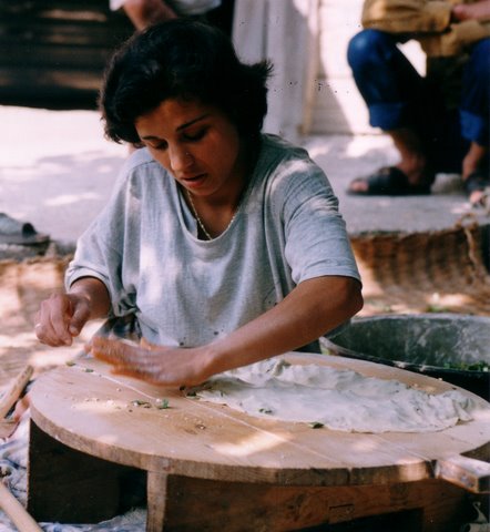 village ladies making katmer
