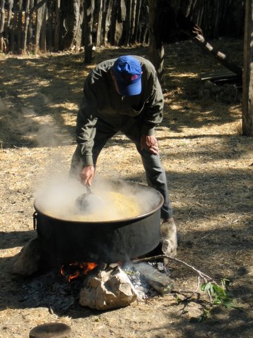 wheat being boiled up to make bulgur